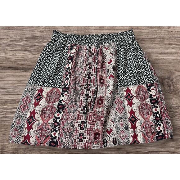 Blue Rain Boho Short Skirt Sz Large Lined Multi-Color Elastic Waist Bohemian - Picture 1 of 6